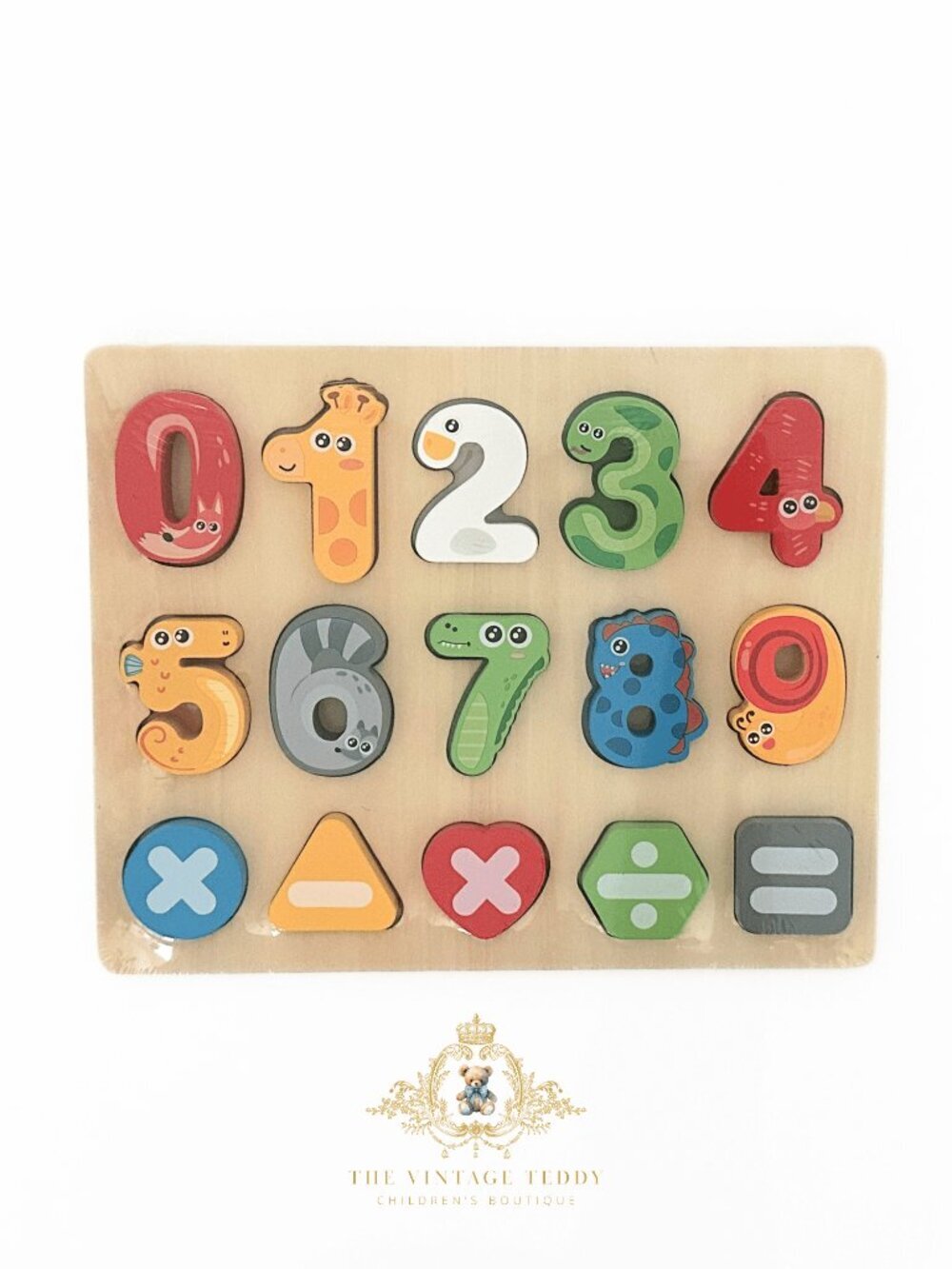 NWT Cute Wooden Numbers Animal Characters Fun Play Set Kids Early Learning Toys